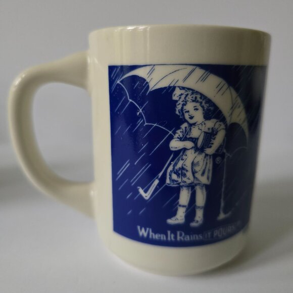 Vintage Morton Salt Ceramic Coffee Mugs Set of 4 - When it Rains It Pours - Picture 12 of 16